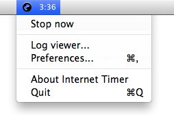 Internet timer screenshot: Menubar