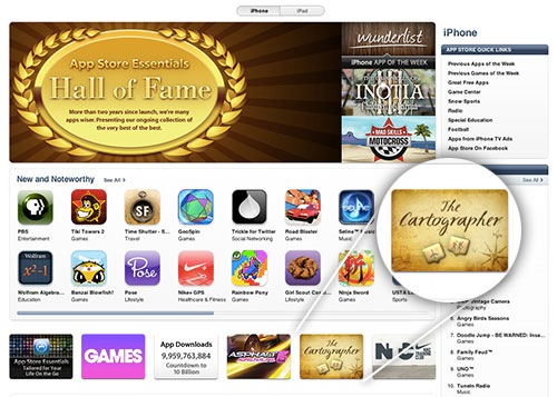 The Cartographer featured on the App Store