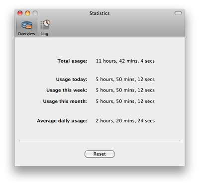 Internet Timer screenshot: Statistics viewer