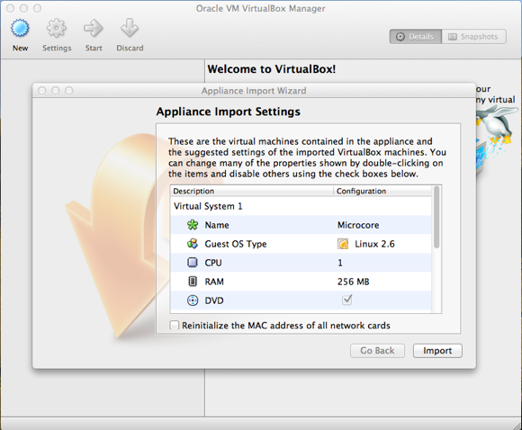 Importing the virtual appliance