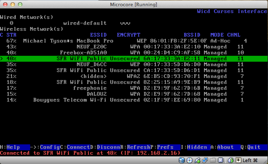 wicd-curses WiFi control panel